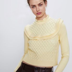 Zara Ruffle Yellow Sweater, sz: small